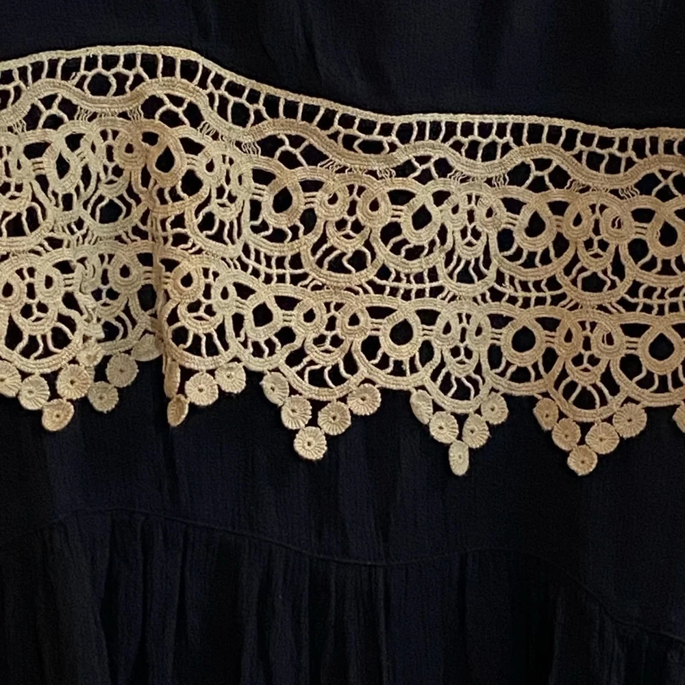 Free People Intimately Womens Sz XSmall Star Slip Crochet Black Boho Dress - Picture 6 of 16